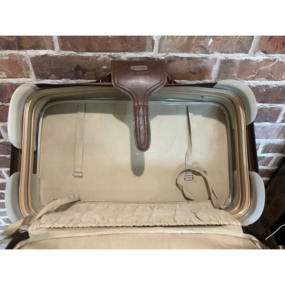 Vintage Samsonite Luggage - Two Tone Brown - Strap With Buckle - Great Condition